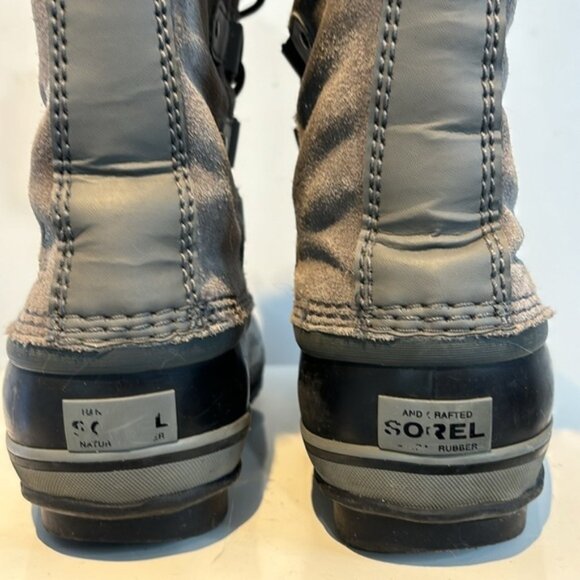 Sorel Women Boots Size 5 Gray Joan of Arctic Boot Shoes Suede faux Fur - Picture 5 of 9